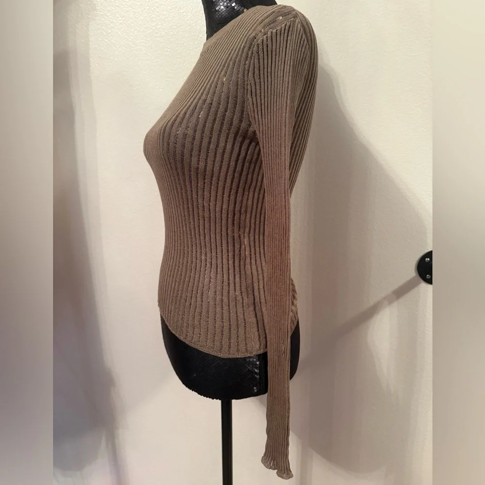 EUC Zara Long Sleeve Ribbed Stretchy Thin-Knit Top Size XS - Picture 3 of 5